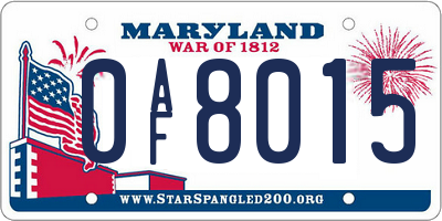 MD license plate 0AF8015
