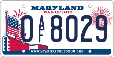 MD license plate 0AF8029
