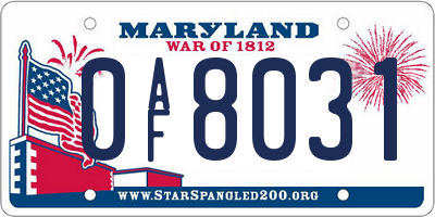 MD license plate 0AF8031