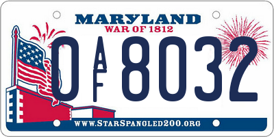 MD license plate 0AF8032