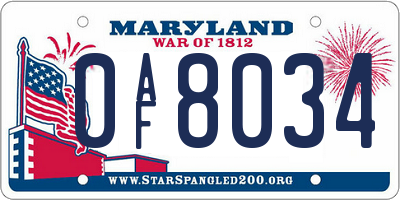 MD license plate 0AF8034