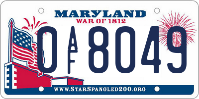 MD license plate 0AF8049