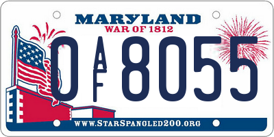 MD license plate 0AF8055