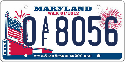 MD license plate 0AF8056