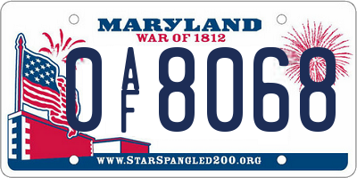 MD license plate 0AF8068