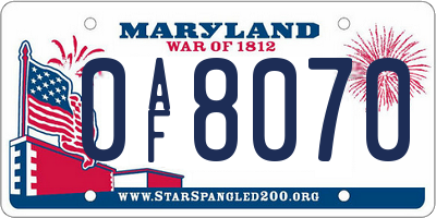 MD license plate 0AF8070