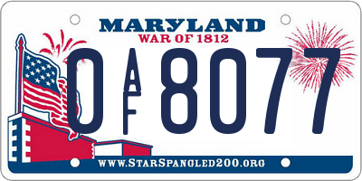 MD license plate 0AF8077