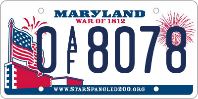 MD license plate 0AF8078