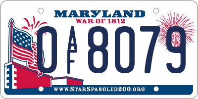 MD license plate 0AF8079