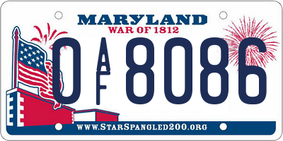 MD license plate 0AF8086