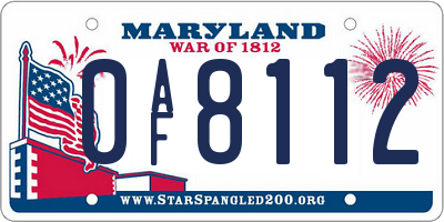 MD license plate 0AF8112