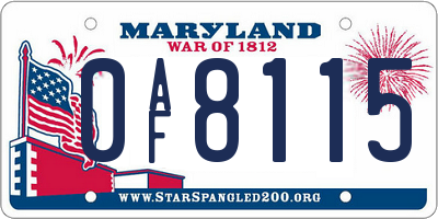 MD license plate 0AF8115
