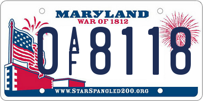 MD license plate 0AF8118