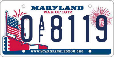 MD license plate 0AF8119