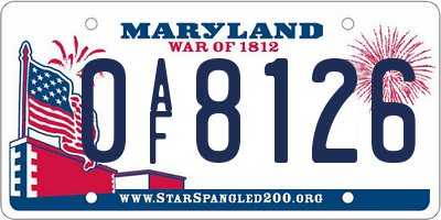 MD license plate 0AF8126