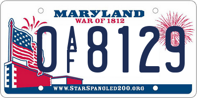 MD license plate 0AF8129