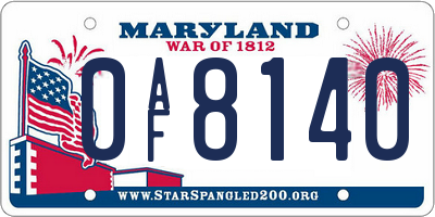 MD license plate 0AF8140