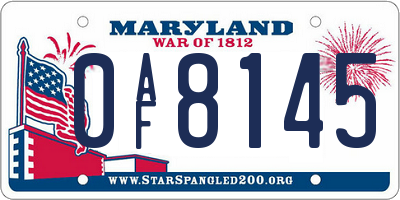 MD license plate 0AF8145