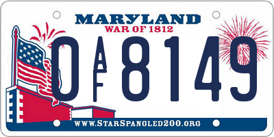 MD license plate 0AF8149