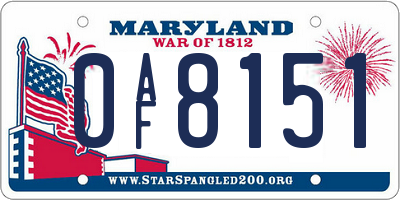 MD license plate 0AF8151