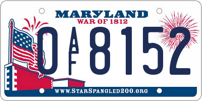 MD license plate 0AF8152