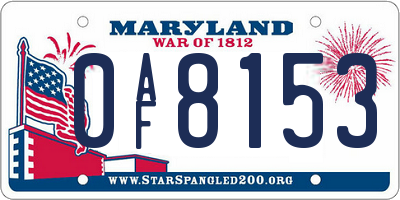 MD license plate 0AF8153