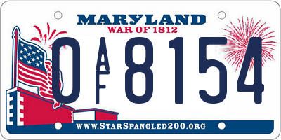 MD license plate 0AF8154