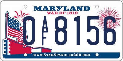 MD license plate 0AF8156