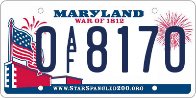 MD license plate 0AF8170