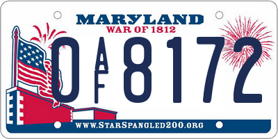MD license plate 0AF8172