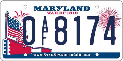MD license plate 0AF8174