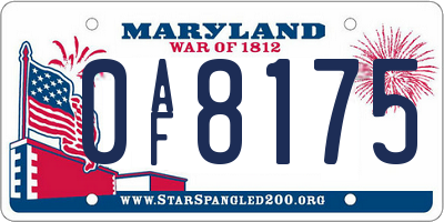 MD license plate 0AF8175
