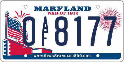 MD license plate 0AF8177