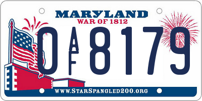 MD license plate 0AF8179