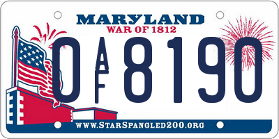 MD license plate 0AF8190