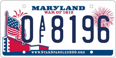 MD license plate 0AF8196