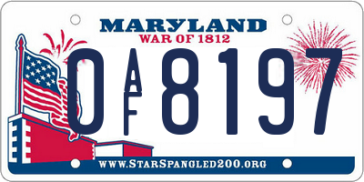 MD license plate 0AF8197