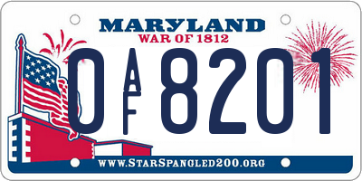 MD license plate 0AF8201