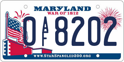 MD license plate 0AF8202