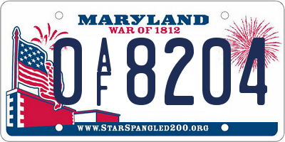 MD license plate 0AF8204