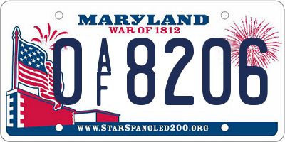 MD license plate 0AF8206