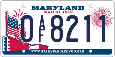MD license plate 0AF8211
