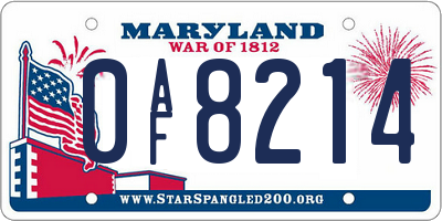 MD license plate 0AF8214