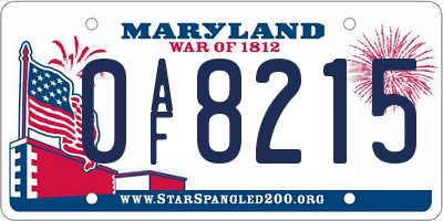 MD license plate 0AF8215