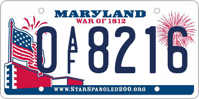 MD license plate 0AF8216