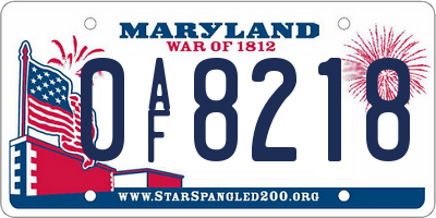 MD license plate 0AF8218