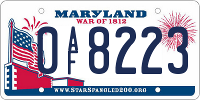 MD license plate 0AF8223