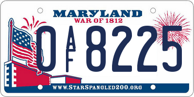 MD license plate 0AF8225