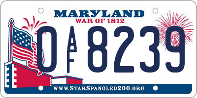 MD license plate 0AF8239