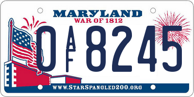 MD license plate 0AF8245